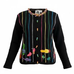 Vintage Handknits by Storybook Knits Sequin Shoes Statement Cardigan Sweater